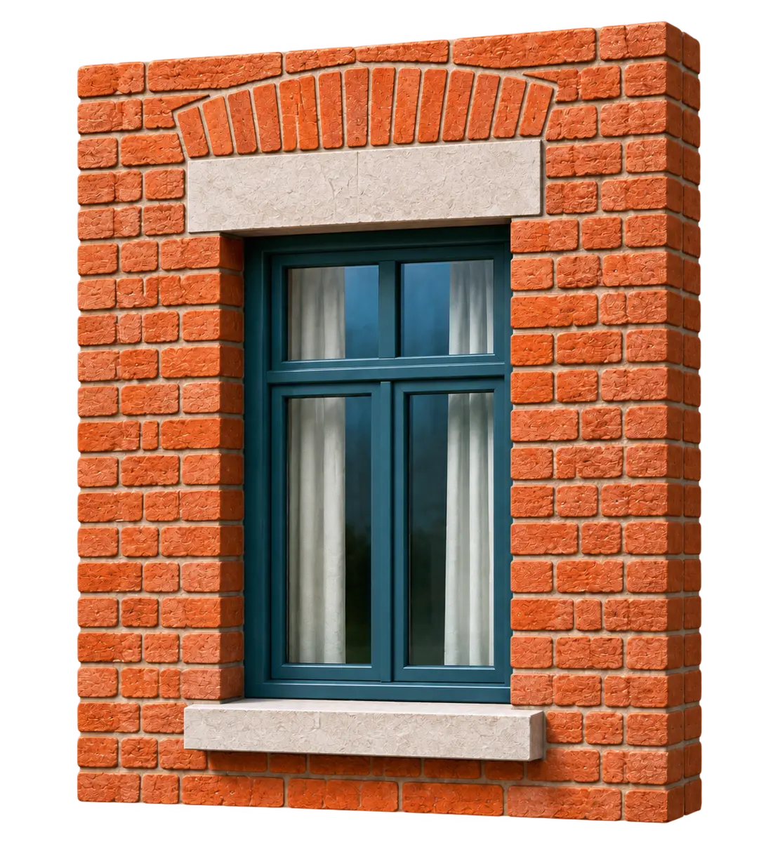 Fenêtre à châssis gris anthracite dans un mur enduit