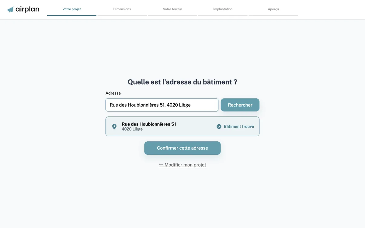 Écran d’adresse : Rue des Houblonnières 51, 4020 Liège, bâtiment trouvé